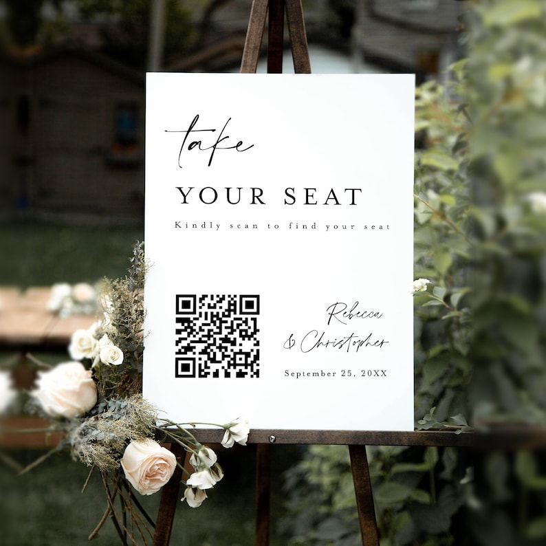 QR Code Seating Chart Sign Wedding QR Code Sign Seating Etsy
