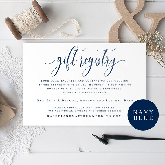 Gift Registry Card Template Wedding Enclosure Card