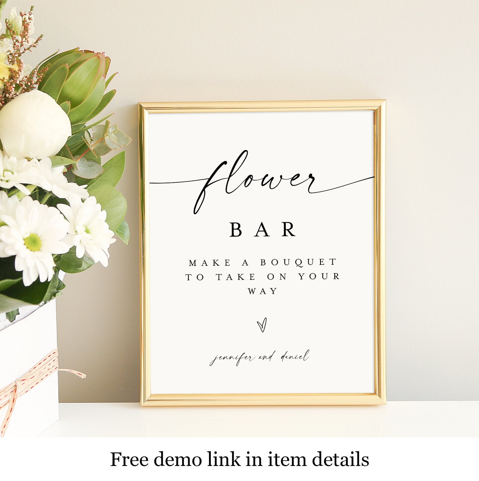 Flower Bar Sign Template Build Your Bouquet Wedding Flower Etsy