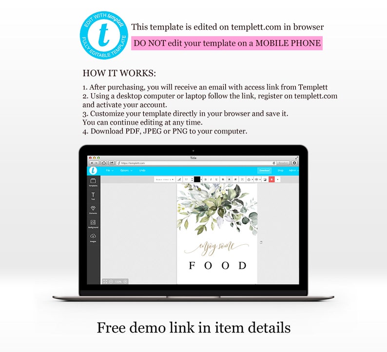 Food Signs for Wedding Food Sign for Party Event Edit With | Etsy