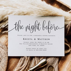 The night before invitation Rehearsal dinner invitation template Pre wedding party invitation Editable invitation Printable template #vmt610