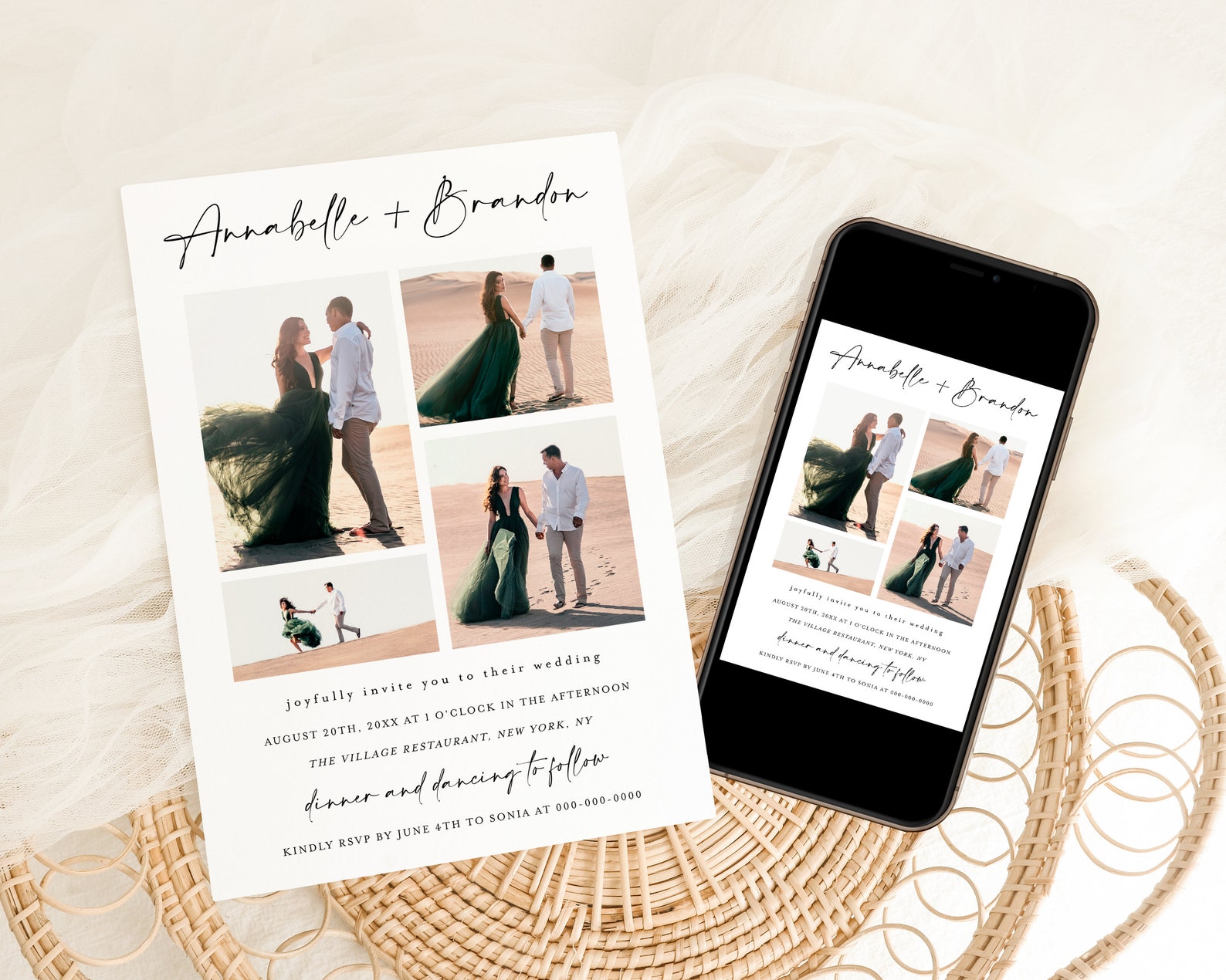 Multi Page Invitations Photo Collage Wedding Invitation, Photo Wedding Invitation Template ...
