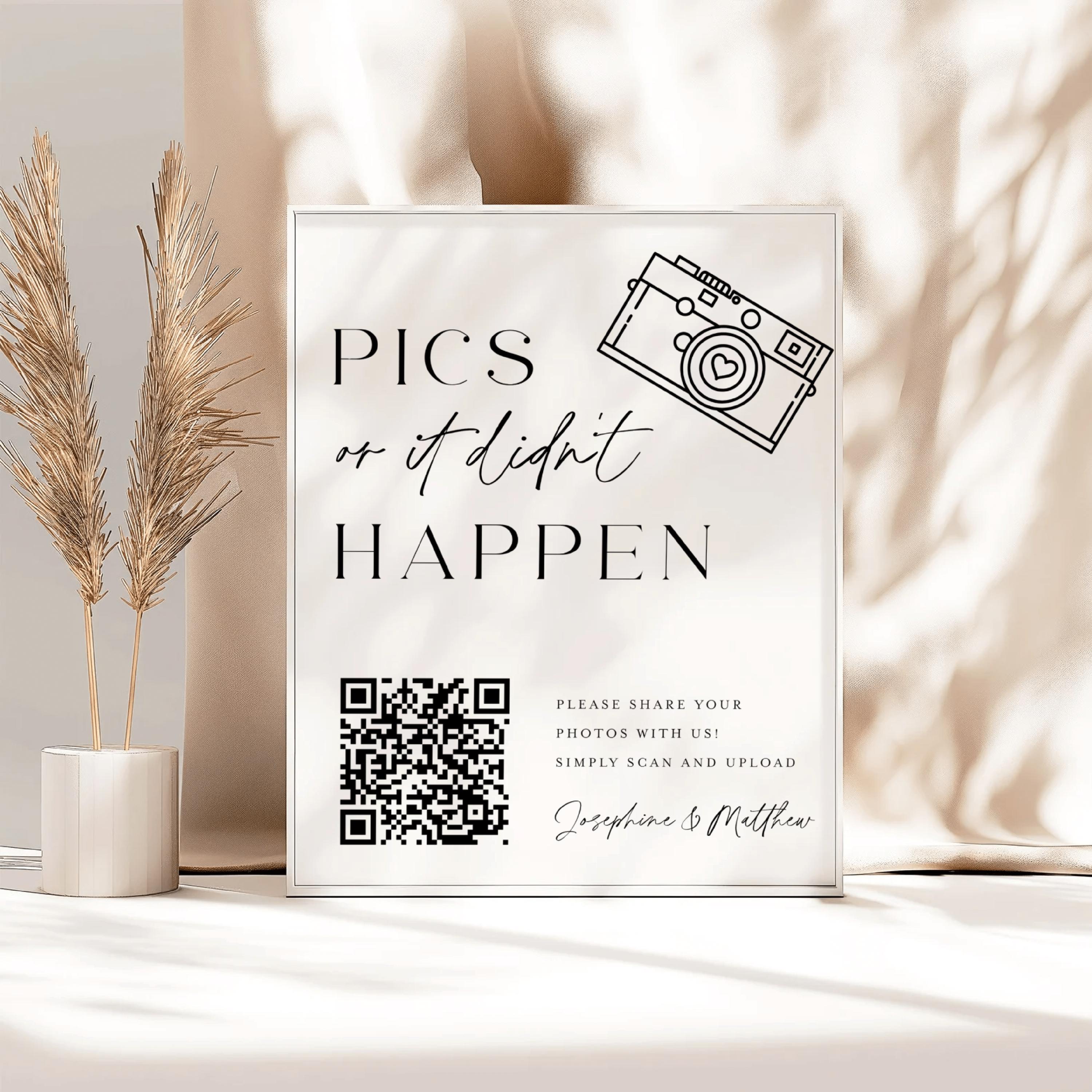 Share Your Shots QR Code Sign, Wedding QR Code Sign, Photo Album