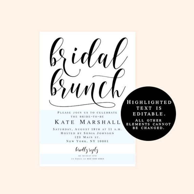 Bridal brunch invite Bridal brunch invitation template Etsy