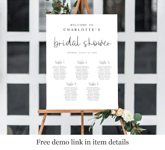 Bridal shower seating cards discount