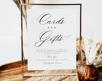 Cards and Gifts Sign Template, Vintage Classic Wedding Gift Table Sign, Classy Bridal Shower Gift Sign, Baby Shower Cards & Gifts Sign #f52
