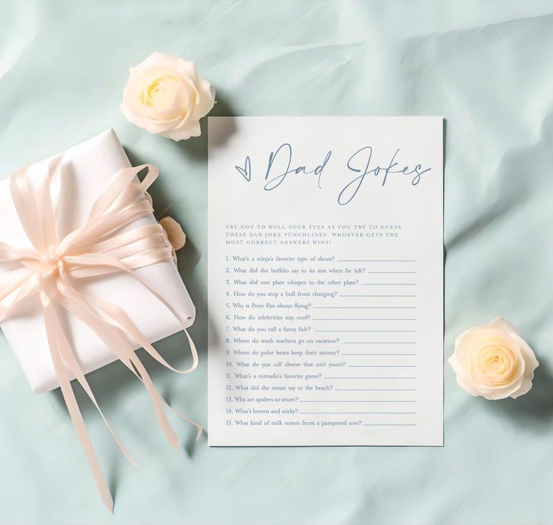 Dad Jokes Baby Shower Game, Dad Jokes Game, Dad Jokes Baby Shower for ...