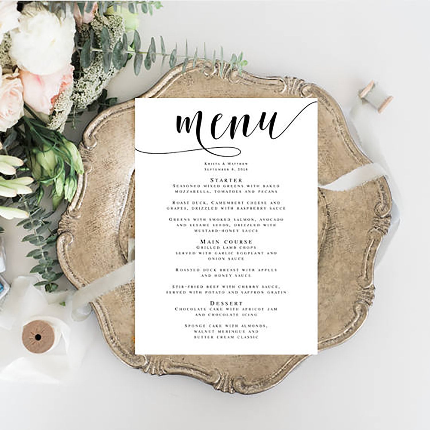 Menu card template Editable template Bridal shower menu Wedding menu  template Wedding plate decor Menu download Rehearsal dinner menu #vm23 For Rehearsal Dinner Menu Template