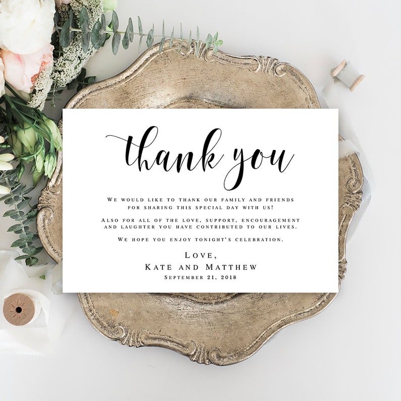 Thank You Note Template Wedding