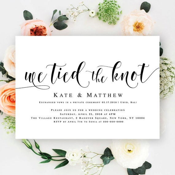 We Tied The Knot Invitations Editable Wedding Invitation Post Etsy