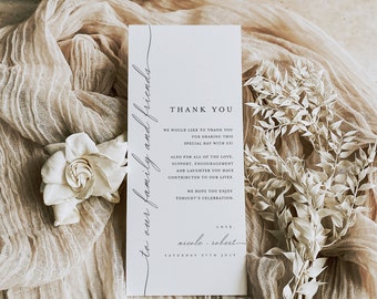 Thank You Place Card, Modern Minimalist Thank You Letter Template, Thank You Napkin Note, Place Setting Thank You, Welcome And Thanks #f45