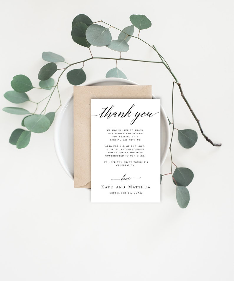 Wedding thank you notes Printable templates Editable thank you template Thank you for guests Thank you table cards for Wedding cards vm51 image 3