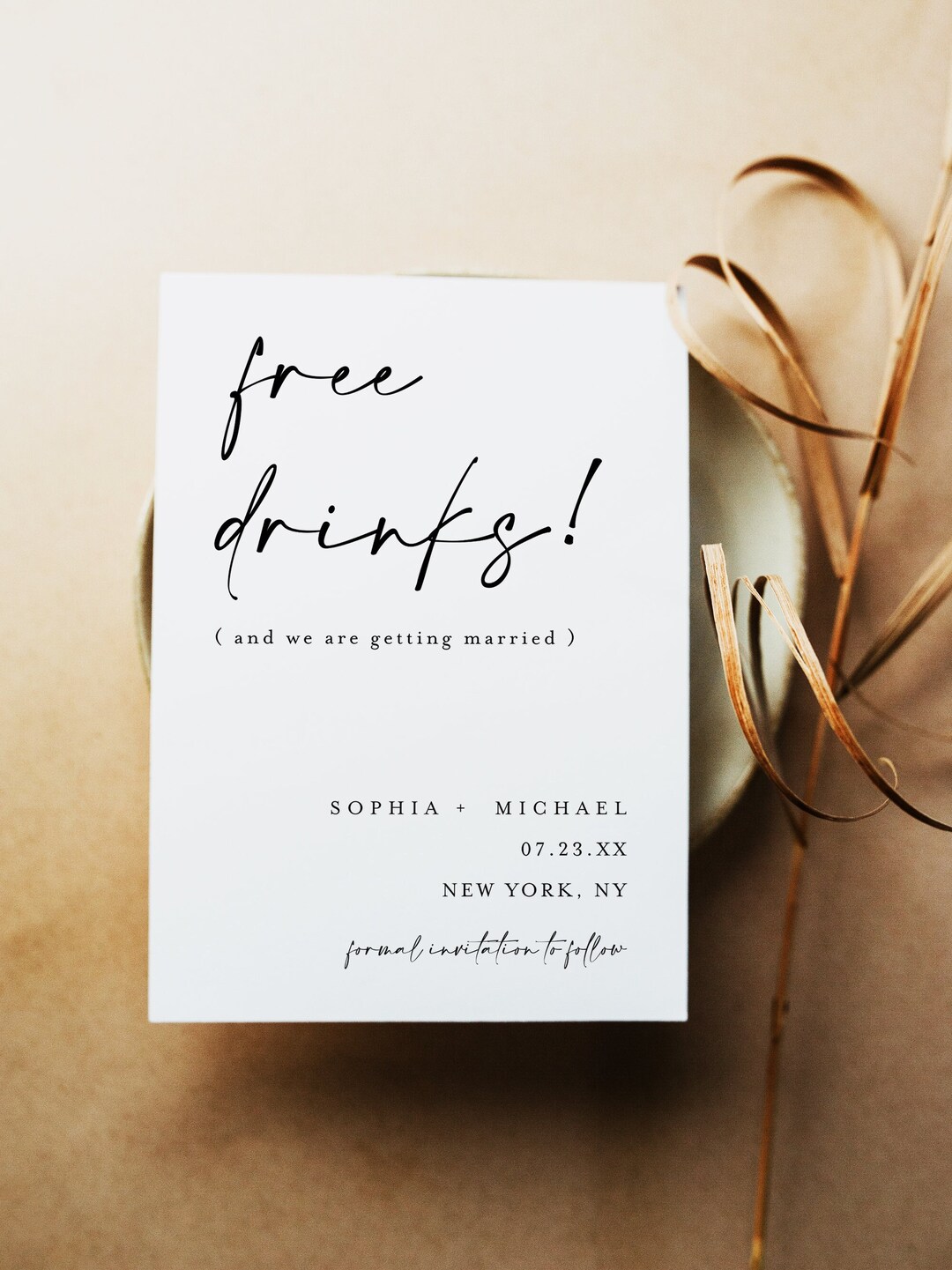 Free Drink Save the Date Template, 100% Editable Text, Download, Drinks ...