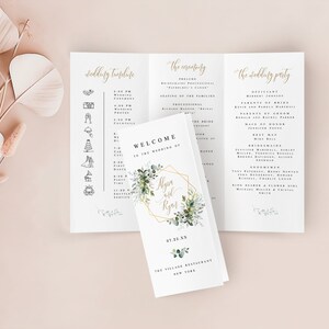 Trifold Wedding Program Template Tri Fold Wedding Ceremony - Etsy