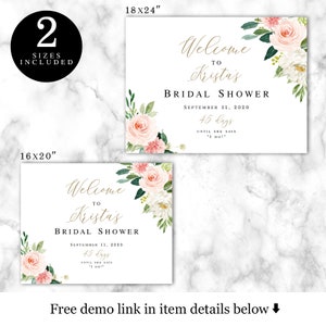 Welcome To Bridal Shower Sign Template, Brunch, Pastel Blush Wedding Countdown, Days Until She Says I Do, Hens Party Poster, Board vmt423 image 2