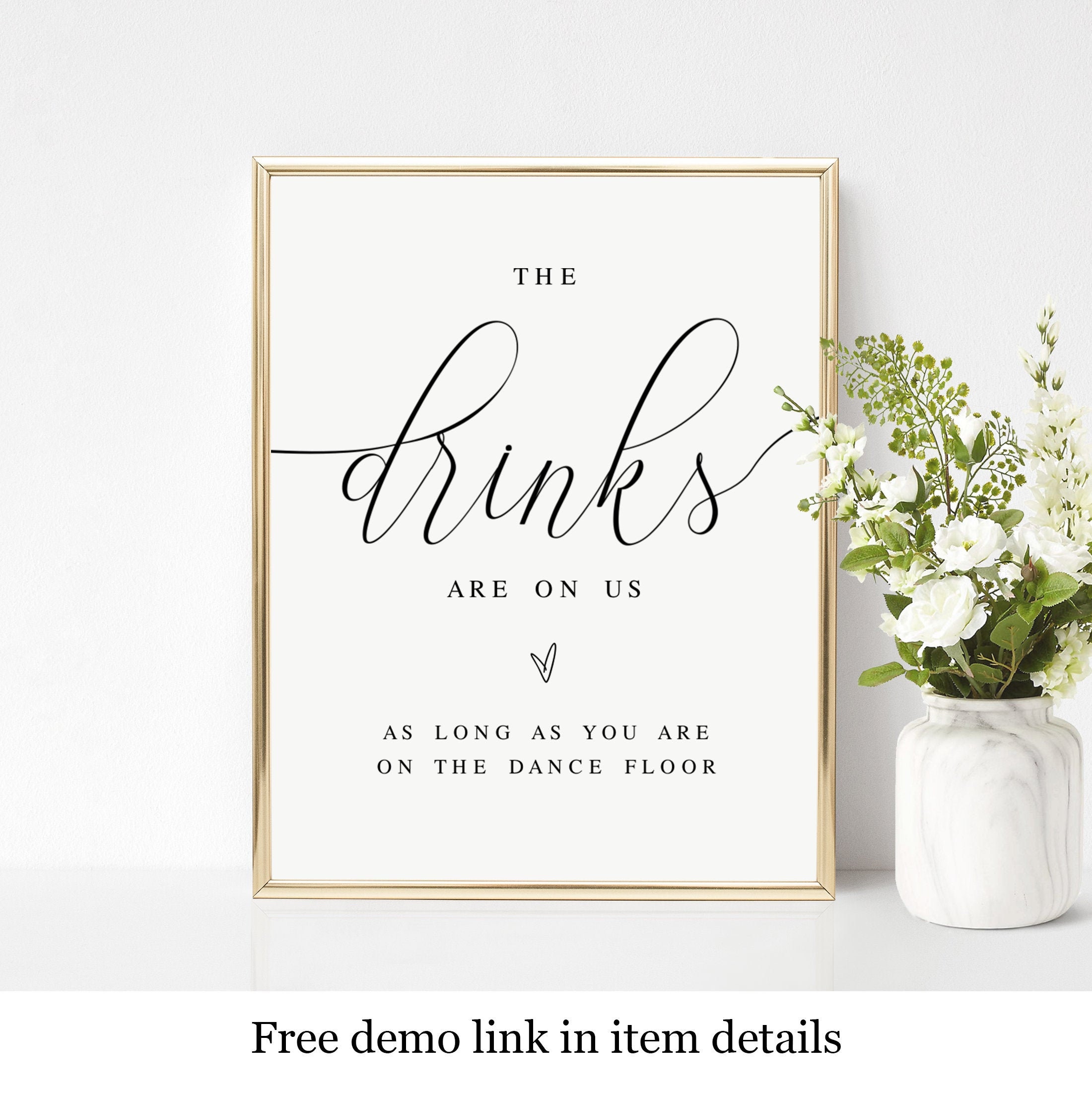 Wedding Open Bar Sign Template Drinks on Us Funny Cocktail - Etsy