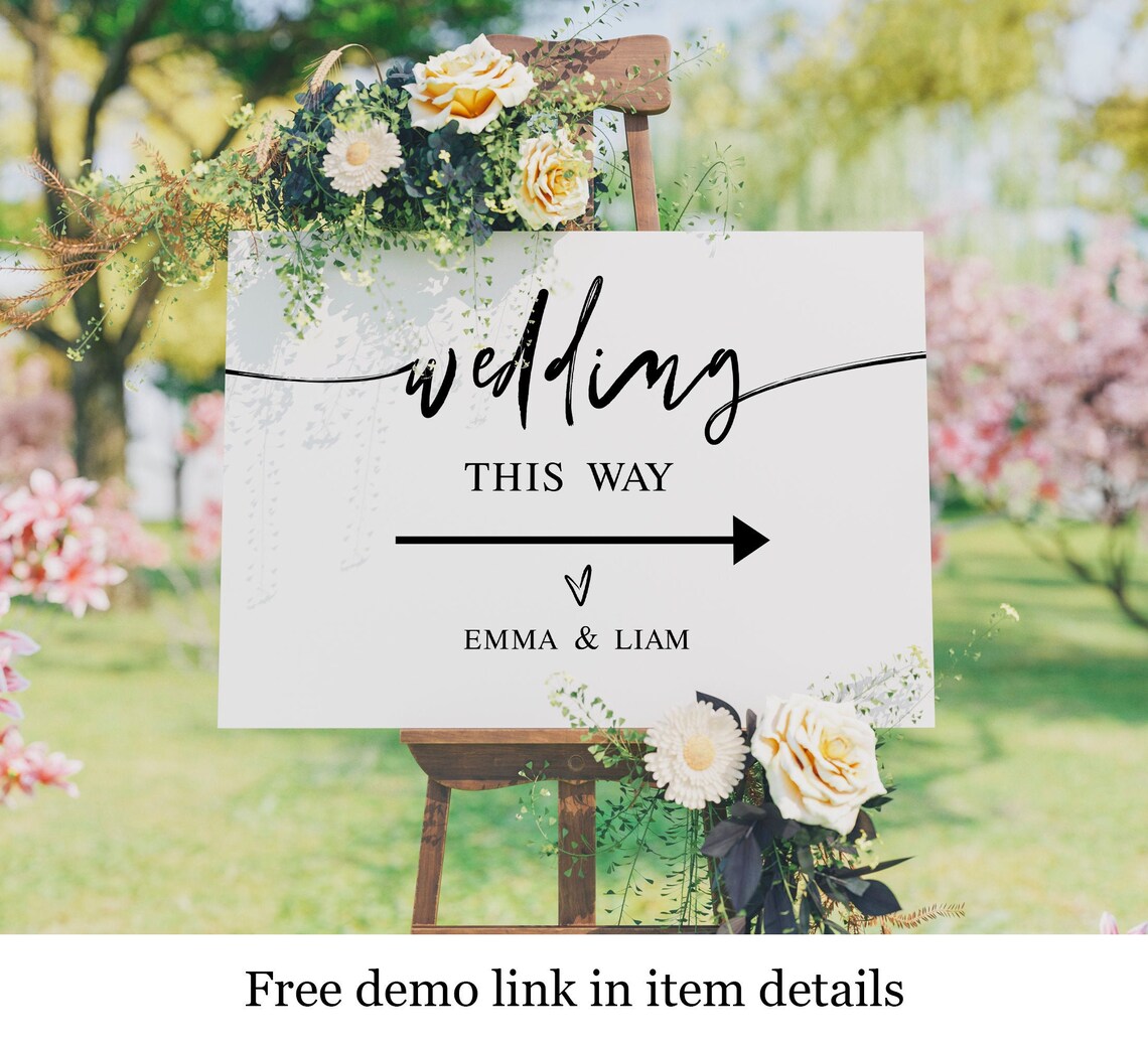 Wedding This Way Sign Template Edit With Templett Instant Etsy