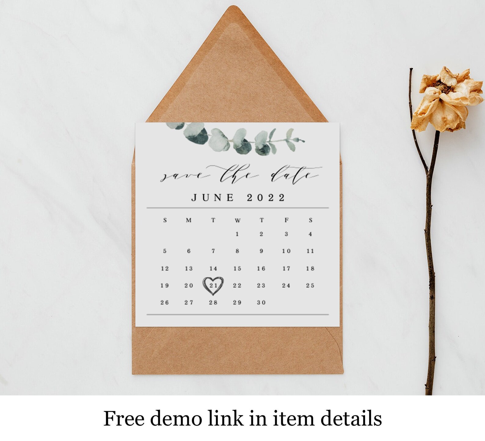 Calendar Save The Date Template Edit With Templett Etsy