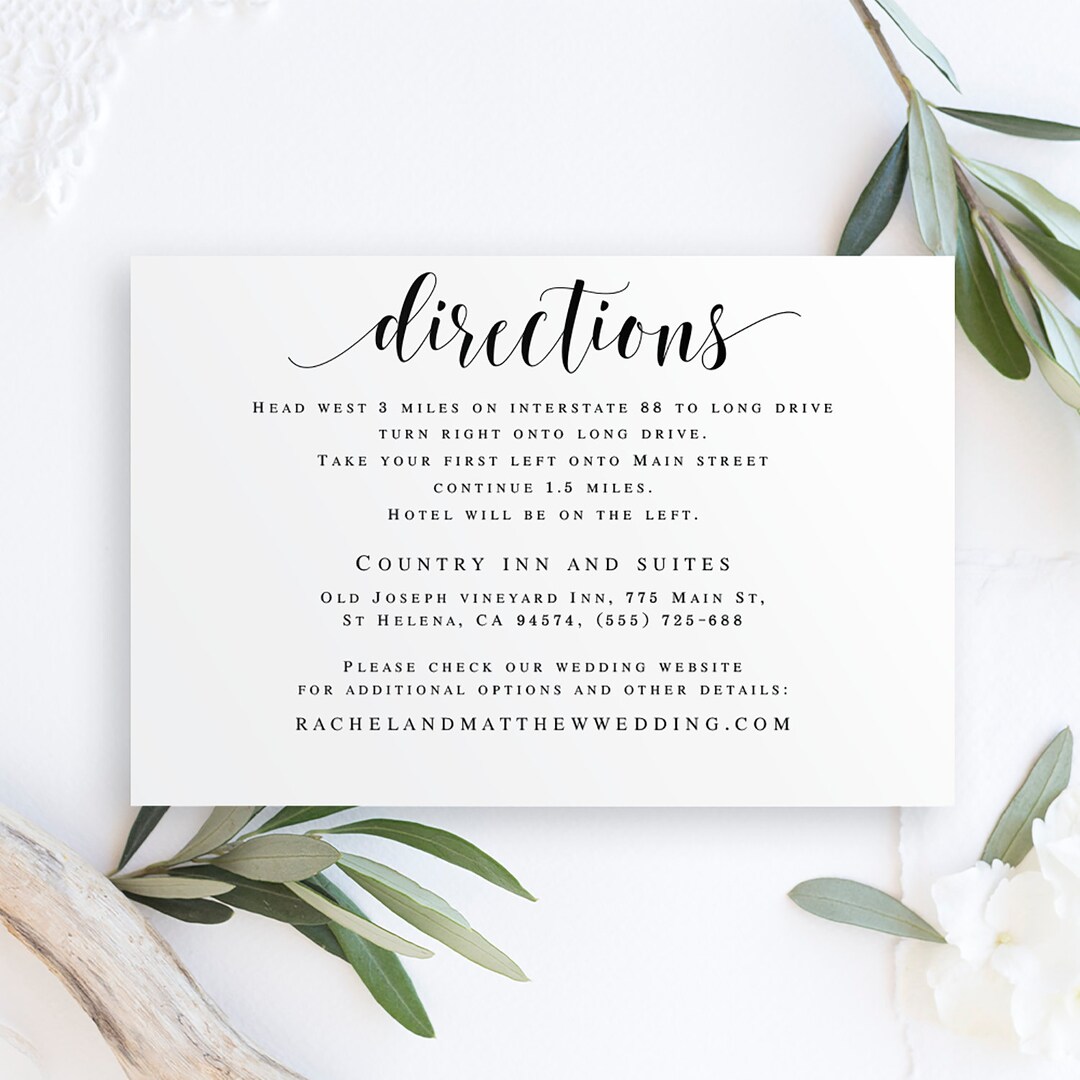 Directions Template Editable Pdf Directions Insert Directions Cards for ...