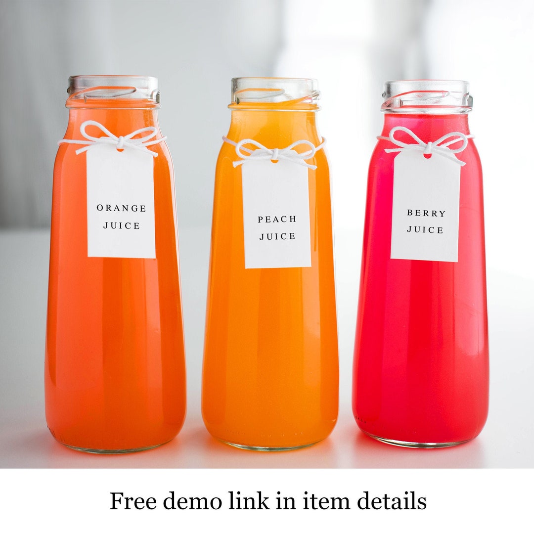 Printable Juice Jar Tag Template Bridal Shower Decorations - Etsy