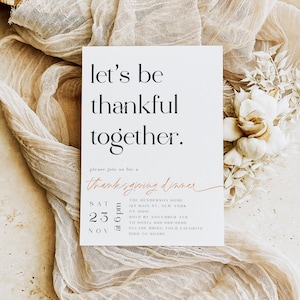 Thanksgiving Dinner Einladung Vorlage, Thanksgiving Potluck, Be Dankbar einladen, Erntedank Abendessen einladen, Herbst Herbsteinladung #f38