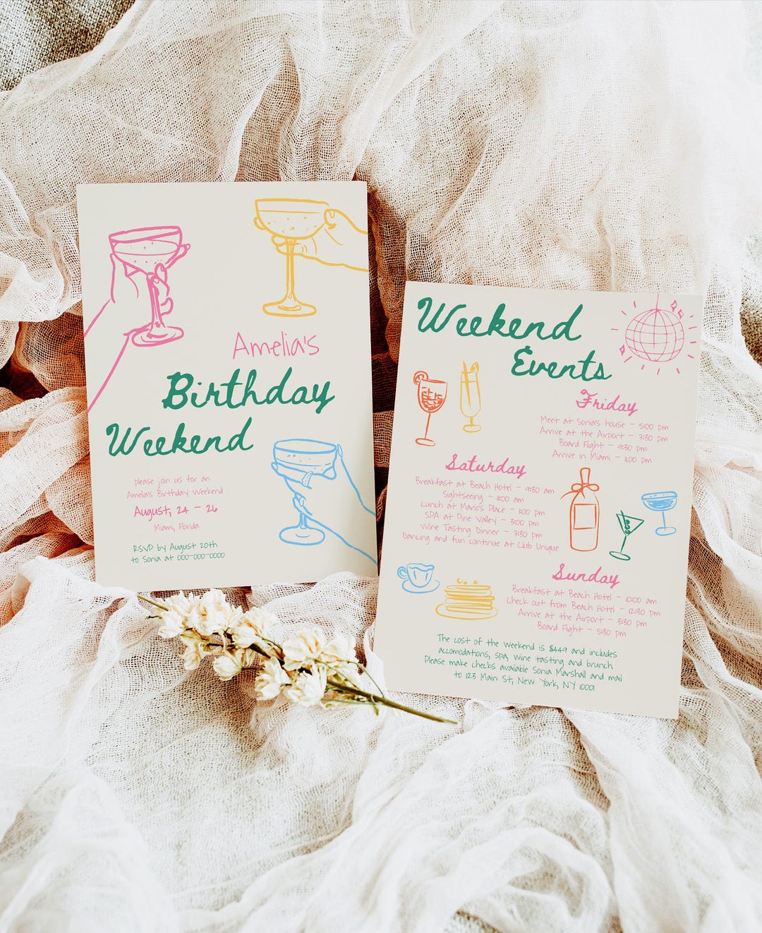 Hand Drawn Hens Party Invitation Template, Whimsical Hen Party