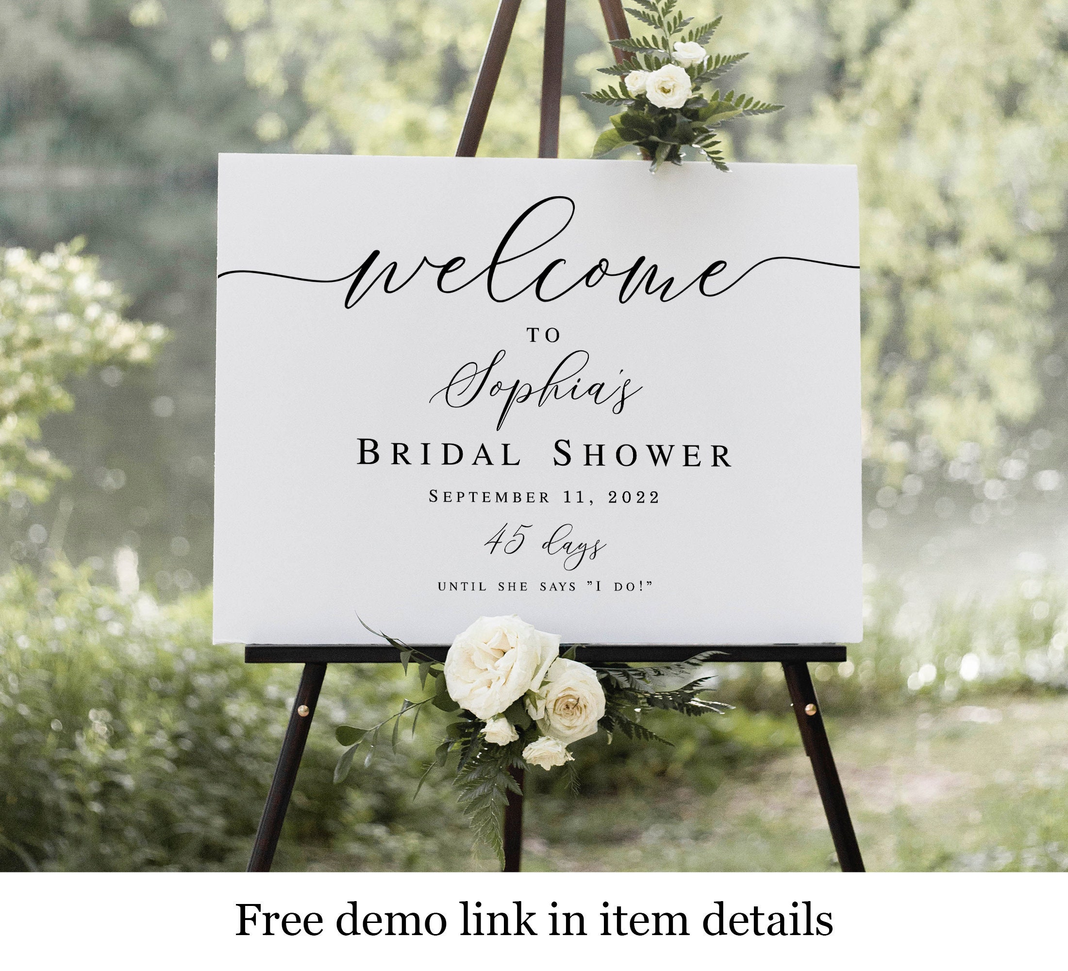 Welcome To Bridal Shower Sign Template, Wedding Countdown, Instant  Download, Days Until She Says I Do, Customizable, Board, Elegant #vmt22 Pertaining To Bridal Shower Banner Template