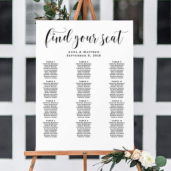 Etsy Wedding Seating Chart Template