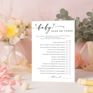 Over or Under Baby Shower Game, Over or Under Game, Minimalist Baby ...
