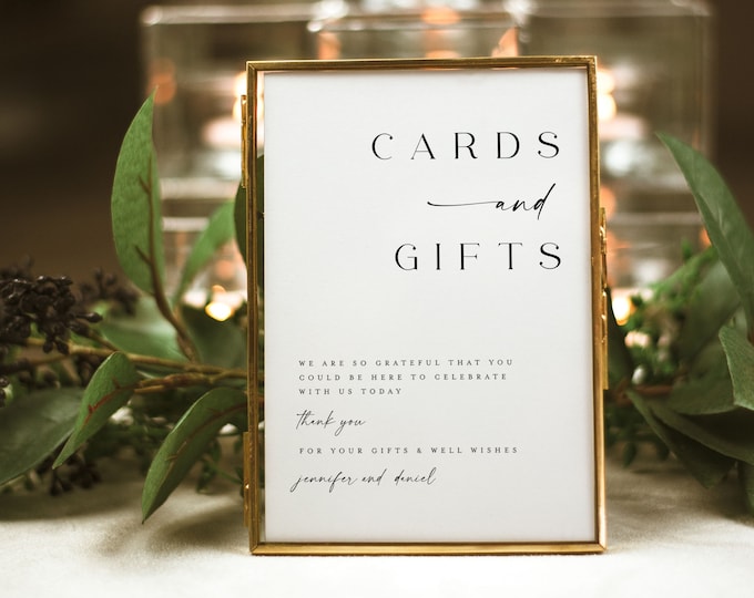 Cards and Gifts Sign Template, Modern Minimalist Wedding Sign, Wedding ...