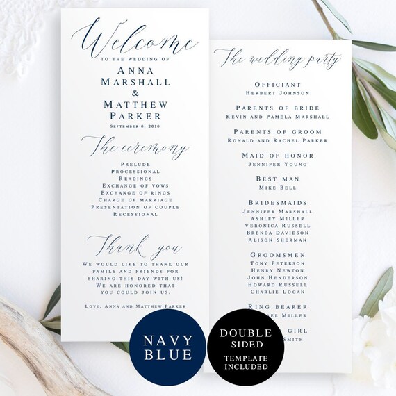 monogram program template folded wedding program template folded downloadable wedding program templates