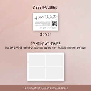 Gift Note Insert A Note on Gifts Card, Honeymoon Fund Card With QR Code, Honeyfund Card ...