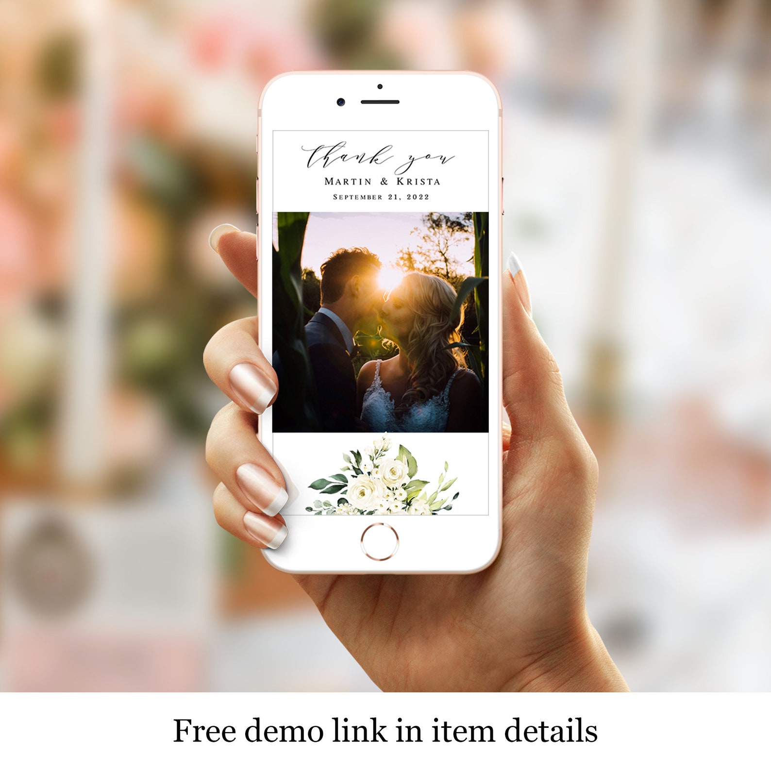 Electronic Thank You Card Template With Photo Picture Text Etsy