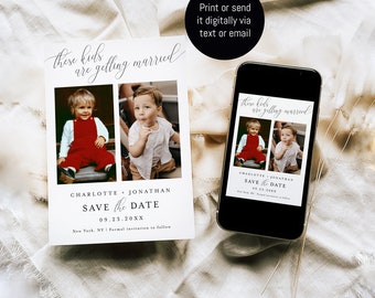 Minimalist Save the Date Template, Kids Save The Date, Wedding Save The Date with Photo, These Kids Getting Married Save The Date #vmt12
