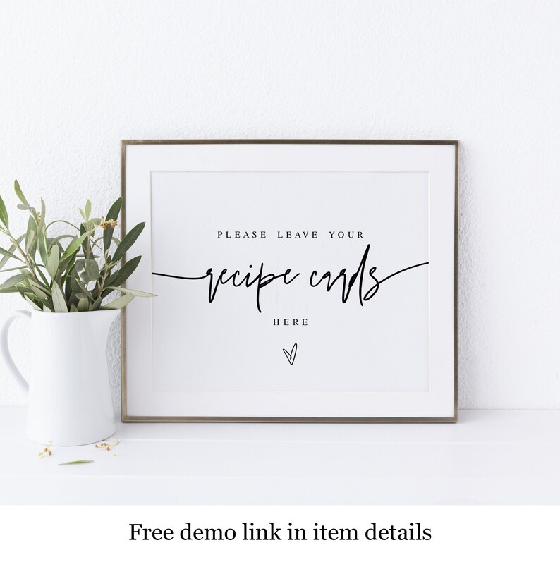 Place Recipe Card Here Sign Instant Download Bridal Shower Etsy