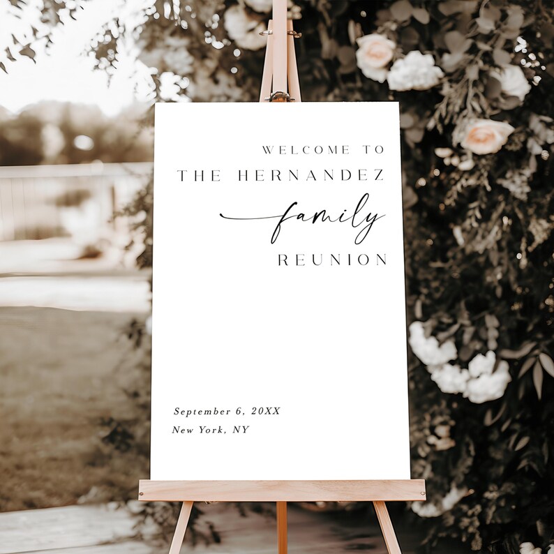 Family Reunion Welcome Sign Printable, Modern BBQ Family Get Together ...