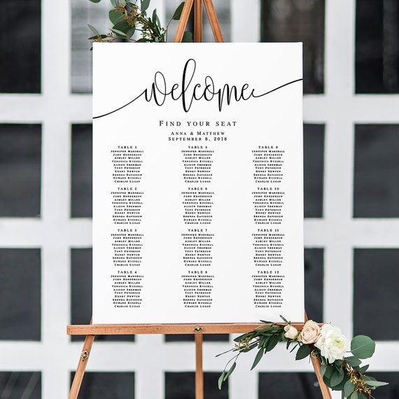 Wedding Seating Chart Poster Welcome Seating Chart Template Etsy