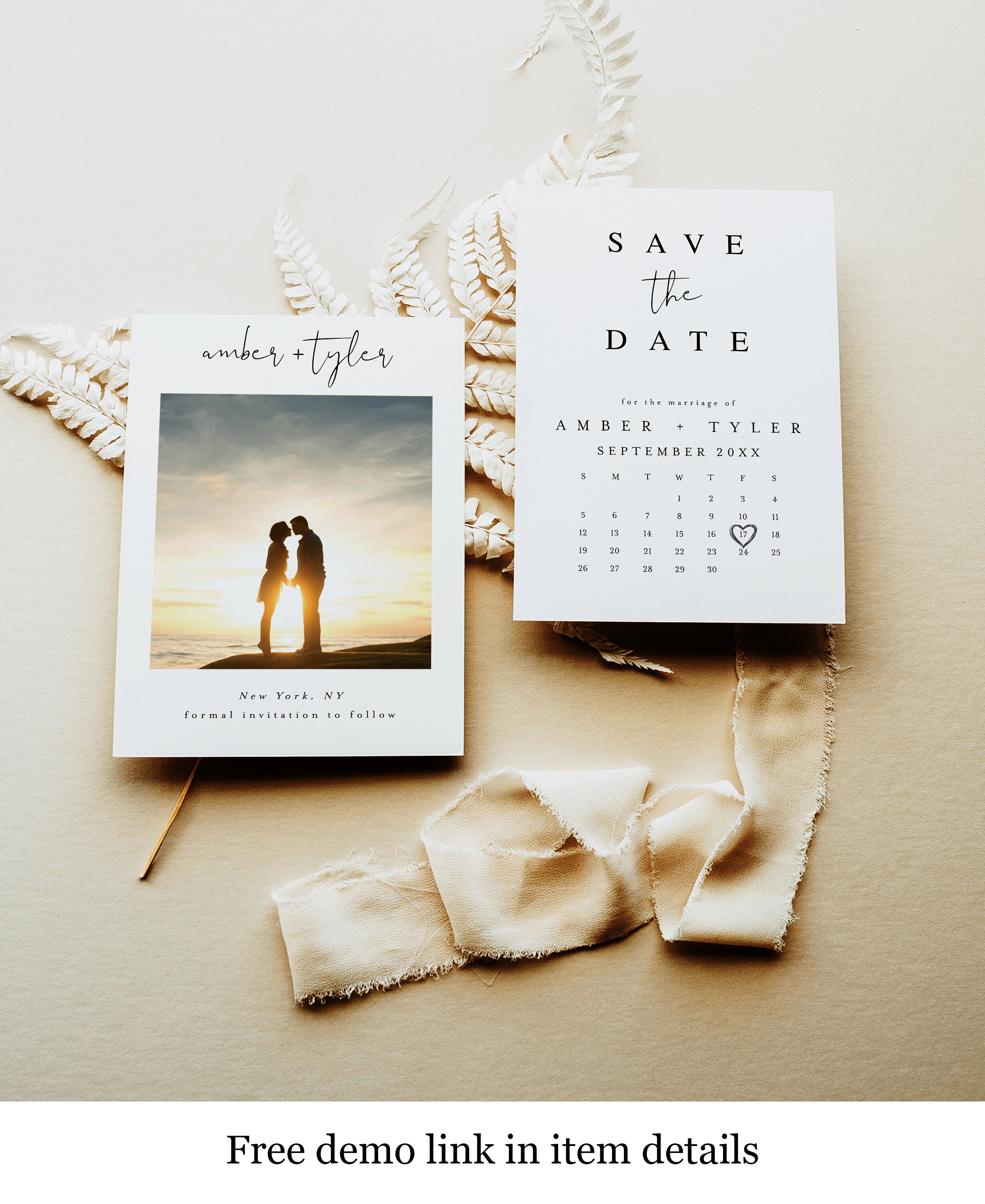 Save the Date Card Calendar Photo DIY Wedding Announcement Etsy