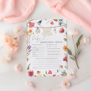Wildflower babyshowerspel, kaart babyvoorspelling, baby in bloei baby strooispellen, afdrukbare babykleding sjabloon babyshowerspel #c82