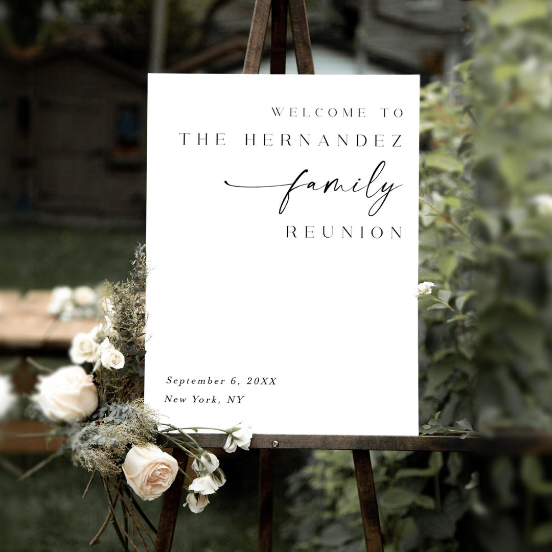 Family Reunion Welcome Sign Printable, Modern BBQ Family Get Together ...
