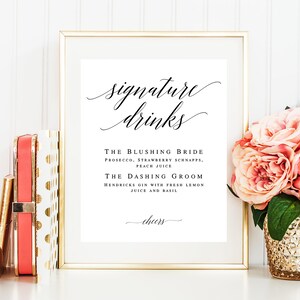 Signature cocktail sign Editable template Wedding sign Bar menu template Signature drink sign download Wedding bar menu Cocktail menu vm51 image 5