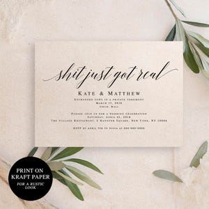 Just got real Elopement invitation template Funny save the date template DIY Wedding announcement template Just married announcement vm51 image 3