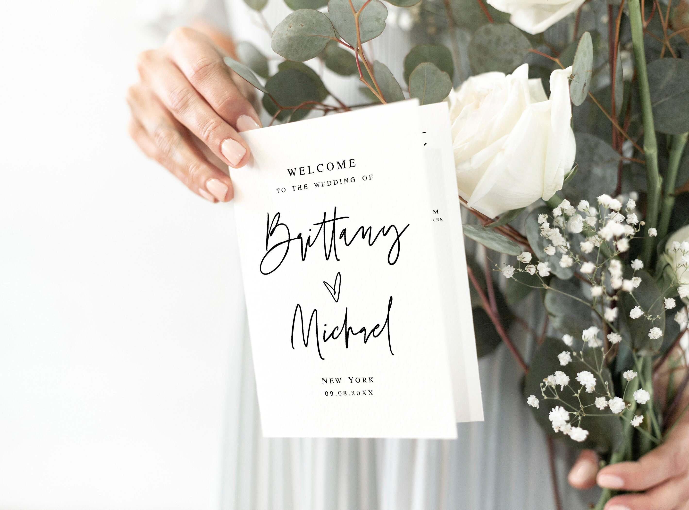 Folded Wedding Program Template Folded Wedding Program Printable Folded ...