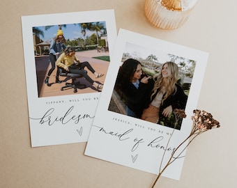 Kaartsjabloon bruidsmeisjesvoorstel, met foto, afbeelding, Try Before You Buy, 100% bewerkbaar, Will You Be My Maid Of Honor, Templett #vmt10