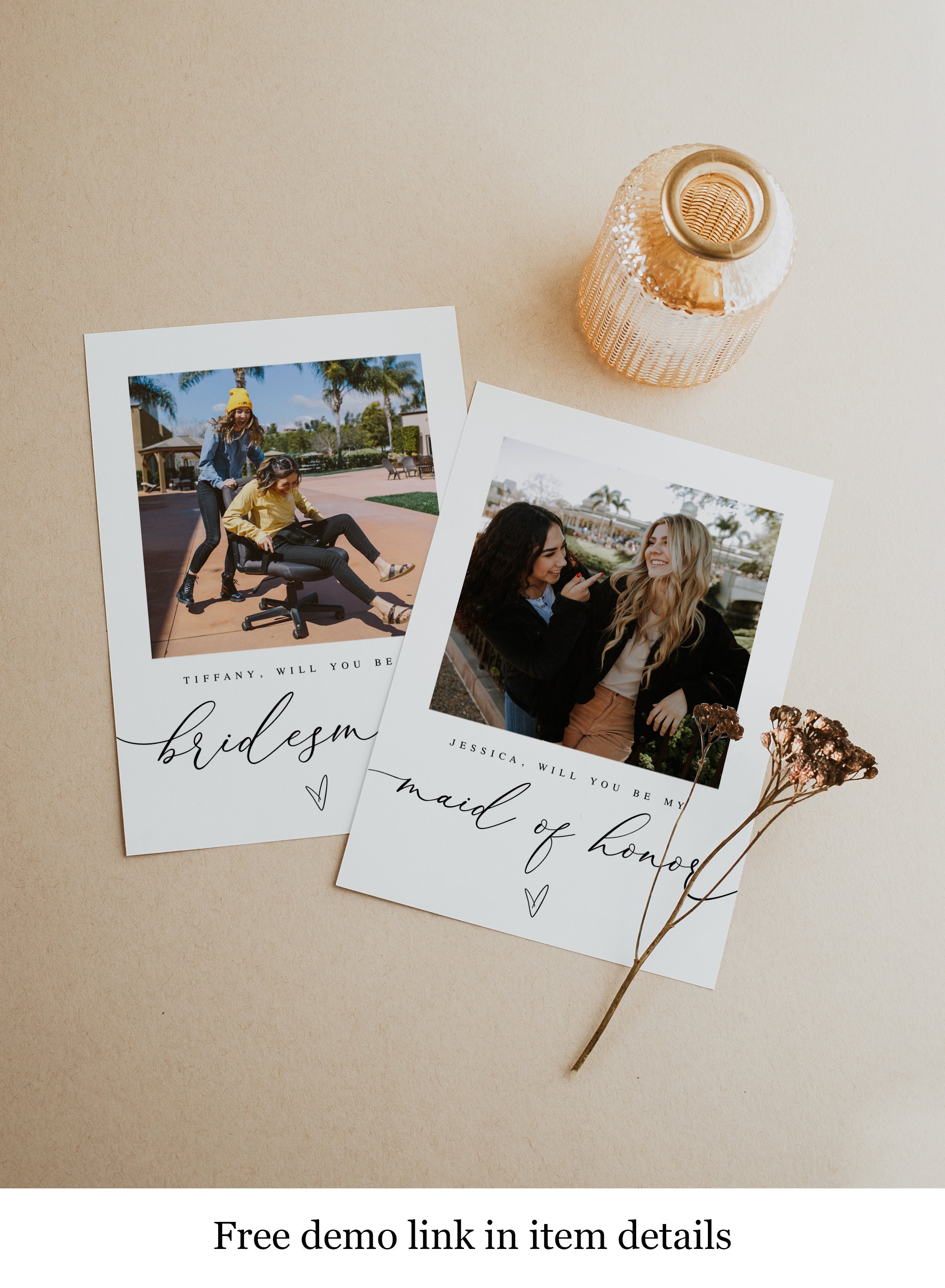 Bridesmaid Proposal Card Template With Photo Picture Try - Etsy