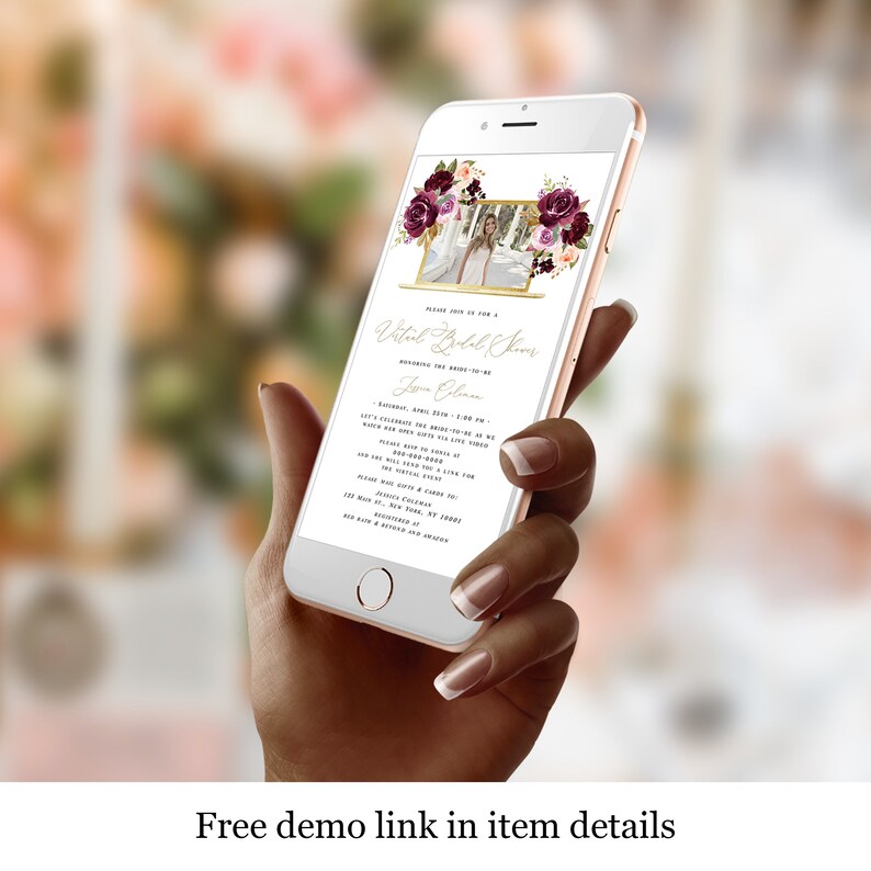 Floral Virtual Bridal Shower Evite Electronic Invitation Etsy