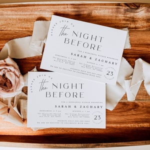 The Night Before Invitation, Minimalist The Night Before Invitation, Rehearsal Dinner Invitation Template, Modern Rehearsal Invite #vmt710