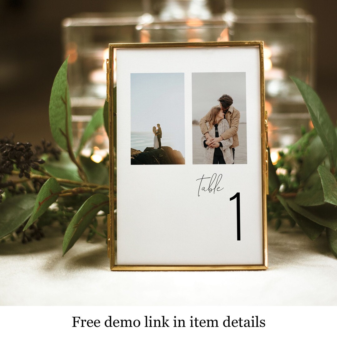 Printable Photo Table Numbers Wedding Template Templett - Etsy