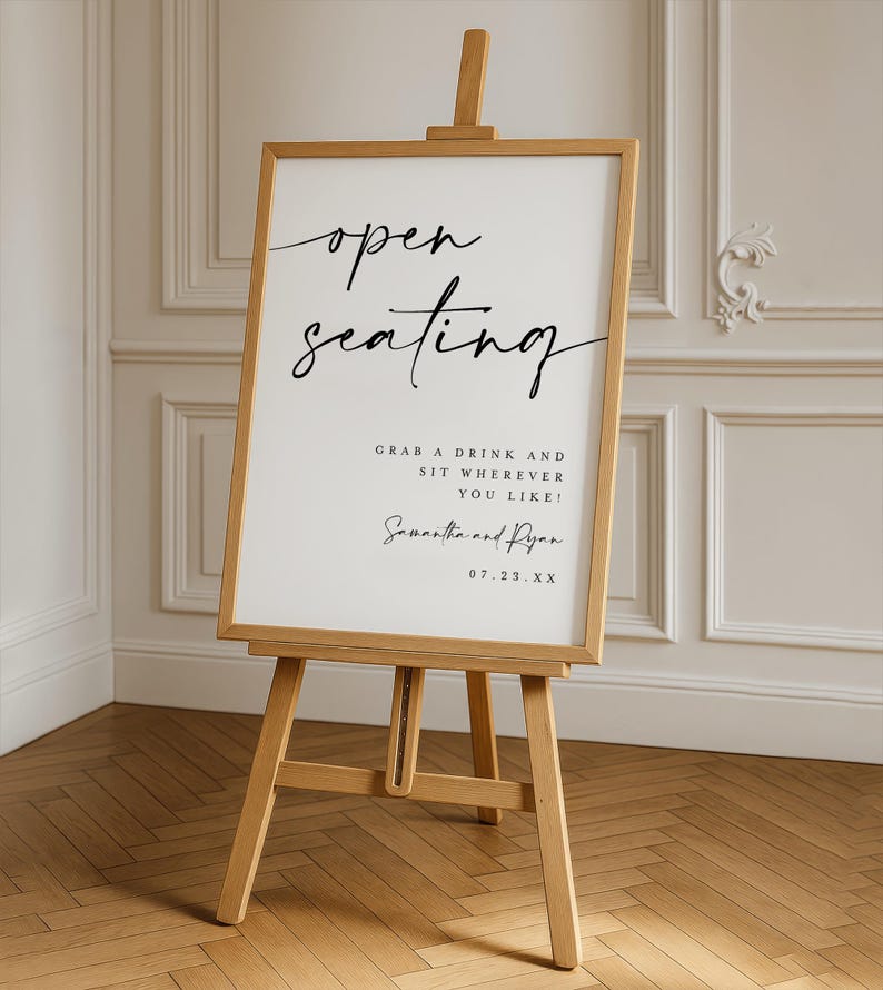Printed & Shipped Open Seating Sign Minimalist Wedding Sign Sit ...