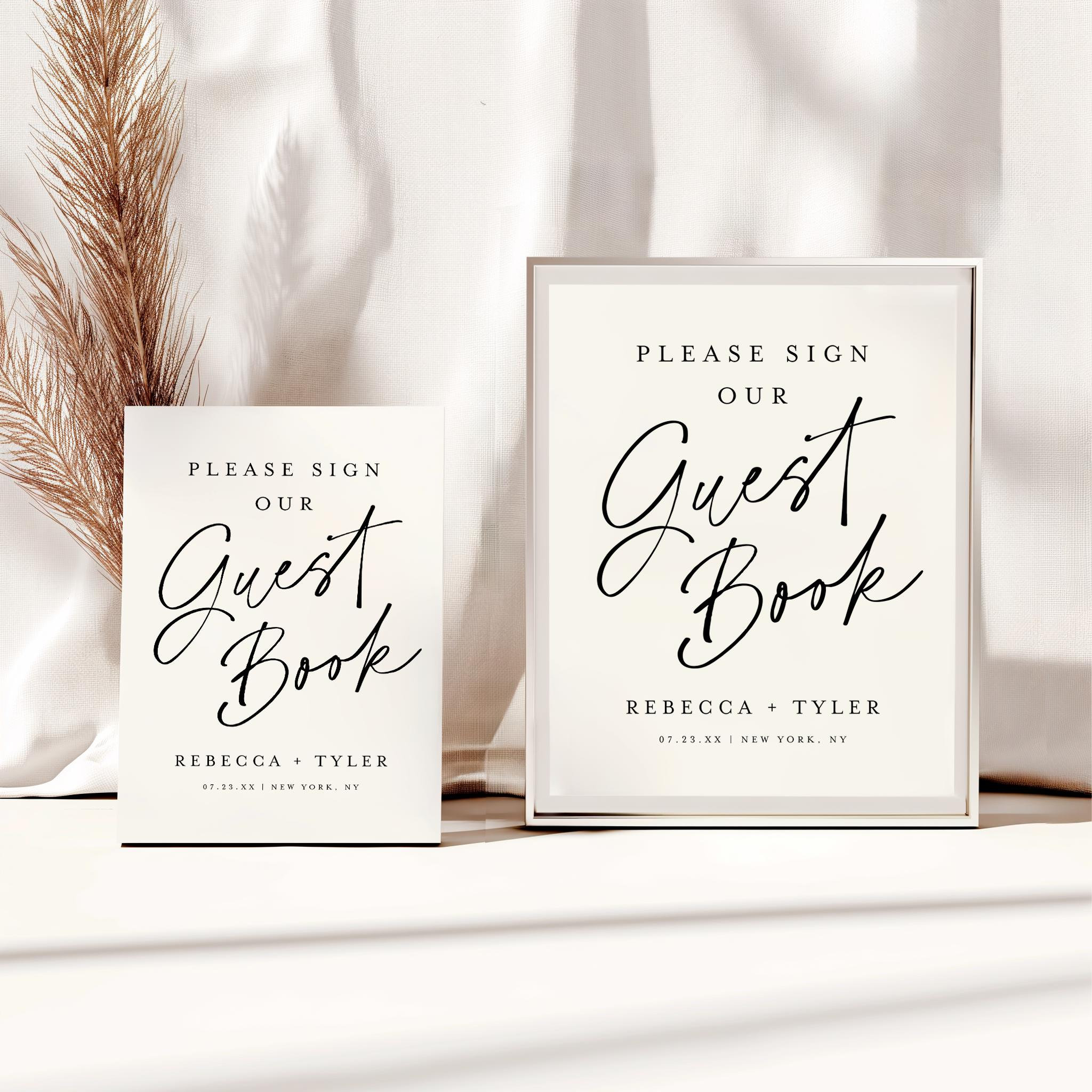 Please Sign Our Guest Book Sign Template, Editable Please Sign Our Guest Book Table Sign, Modern Minimalist Wedding Guest Book Signs #f38